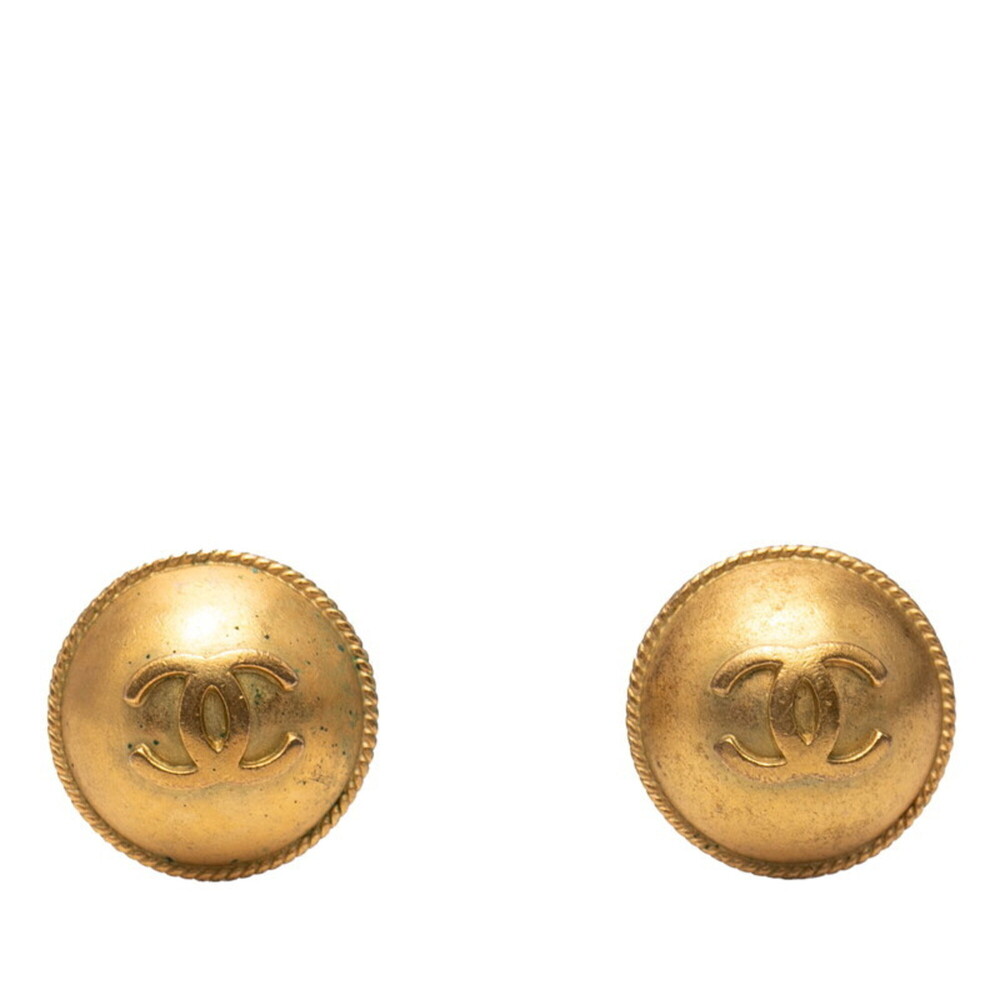 CHANEL Vintage Gold Logo Earrings